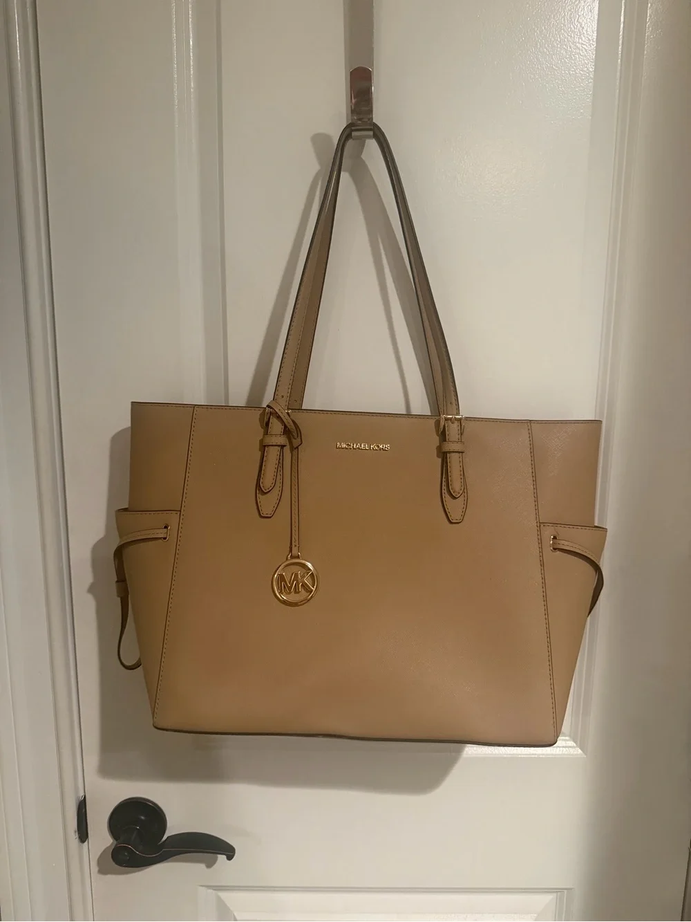 Michael Kors Tan Leather Tote with MK Charm
